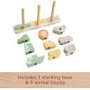 Fisher-Price Wood Baby Toy Stack & Sort Animals, 10 Wooden Pieces for Developmental Play for Infants & Toddlers Ages 1+ Years(Animals)