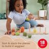 Fisher-Price Wood Baby Toy Stack & Sort Animals, 10 Wooden Pieces for Developmental Play for Infants & Toddlers Ages 1+ Years(Veggies)