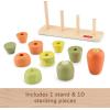 Fisher-Price Wood Baby Toy Stack & Sort Animals, 10 Wooden Pieces for Developmental Play for Infants & Toddlers Ages 1+ Years(Veggies)