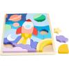 Fisher-Price Wood Preschool Toy Space Blocks Jigsaw Puzzle, 42 Wooden Pieces for Stacking & Sorting Play Kids Ages 3+ Years