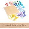 Fisher-Price Wood Preschool Toy Space Blocks Jigsaw Puzzle, 42 Wooden Pieces for Stacking & Sorting Play Kids Ages 3+ Years