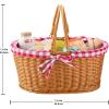 Fisher-Price Wood Pretend Play Toy Picnic Basket, 31-Piece Wooden Food Playset for Preschool Kids Ages 3+ Years