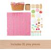 Fisher-Price Wood Pretend Play Toy Picnic Basket, 31-Piece Wooden Food Playset for Preschool Kids Ages 3+ Years