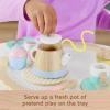 Fisher-Price Wood Pretend Play Toy Tea Set, 12-Piece Wooden Playset with Teapot, Cups & Saucers for Preschool Kids Ages 3+ Years(Multicolor)