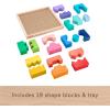 Fisher-Price Wood Toddler Toy Interlocking Blocks Stacking Jigsaw Puzzle with 20 Wooden Pieces for Kids Ages 18+ Months