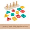 Fisher-Price Wood Toddler Toy Shape Stacker, 13-Piece Wooden Sorting Activity for Fine Motor Play Preschool Kids Ages 2+ Years