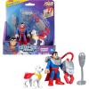 Fisher-Price Imaginext DC Super Friends, Metal Force Action Figures & Accessory Set with 3-inch Superman, Krypto Super Dog & Grabbing Tool