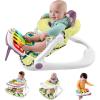 Fisher-Price Portable Baby Chair Kick & Play Deluxe Sit-Me-Up Seat with Piano Learning Toy & Tray for Infants to Toddlers, Purple Monkey