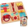 Fisher-Price Wood Montessori Toy Dressing Board, American Montessori Society Seal of Excellence, Early Life Skills Learning Busy Activity for Preschool Kids Ages 3+ Years​ (Amazon Exclusive)