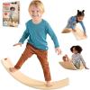 Fisher-Price Wood Montessori Toy Rockin’ Balance Board, American Montessori Society Seal of Excellence, 31.7-Inch Wooden Motor Skills Learning Activity for Kids Ages 3+ Years(Amazon Exclusive)