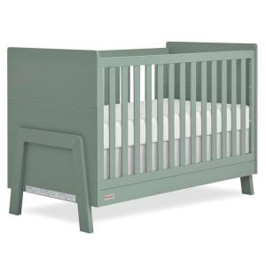Dream On Me Fisher-Price Iris 4-in-1 Convertible Full-Size Baby Crib in Vintage White Oak, GreenGuard Gold & JPMA, Sustainable Pinewood, Converts to Day & Toddler Bed with Guard Rails & Kids Sofa(Meadow Green)