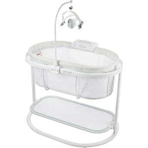 Fisher-Price Baby Bedside Sleeper Soothing Motions Bassinet with Lights Music Vibrations & Toy Mobile for Newborns 0+ Months, Windmill(Snugamonkey)