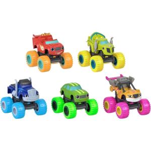 Fisher-Price Blaze and The Monster Machines Diecast Toys, Racers 4 Pack of Push-Along Metal Vehicles for Pretend Play Preschool Kids Ages 3+ Years(5 pack)