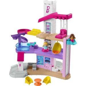 Fisher-Price Little People Toddler Toy Barbie DreamHouse Playset with Music Lights & Figures for Pretend Play Kids Ages 18+ Months(Dreamhouse)