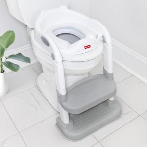Fisher-Price™ Potty Training Seat with Step Stool Ladder, 2-in-1 Potty Training Toilet for Toddlers with Splash Guard, Anti-Slip Pads, Cushioned Seat (Gray)