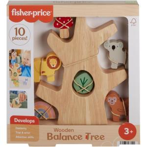 Fisher-Price Preschool Toy Wooden Balance Tree, 10 Wood Pieces for Stacking Developmental Play for Kids Ages 3+ Years