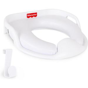 Fisher-Price™ Ready & Steady Potty Seat – Deluxe Soft Padded Potty Ring with Handles, Splash Guard, and Storage Hook for Toddlers Potty Training, White