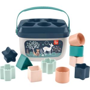 Fisher-Price Stacking Toy Baby’s First Blocks Set of 10 Shapes for Sorting Play for Infants Ages 6+ Months, Navy Fawn (Amazon Exclusive)(Blocks)