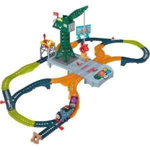 ​Thomas & Friends Toy Train Set Talking Bulstrode & Which-Way Bridge Track Playset with Sounds & Percy Engine for Kids Ages 3+ Years(Talking Thomas & Cranky Set)