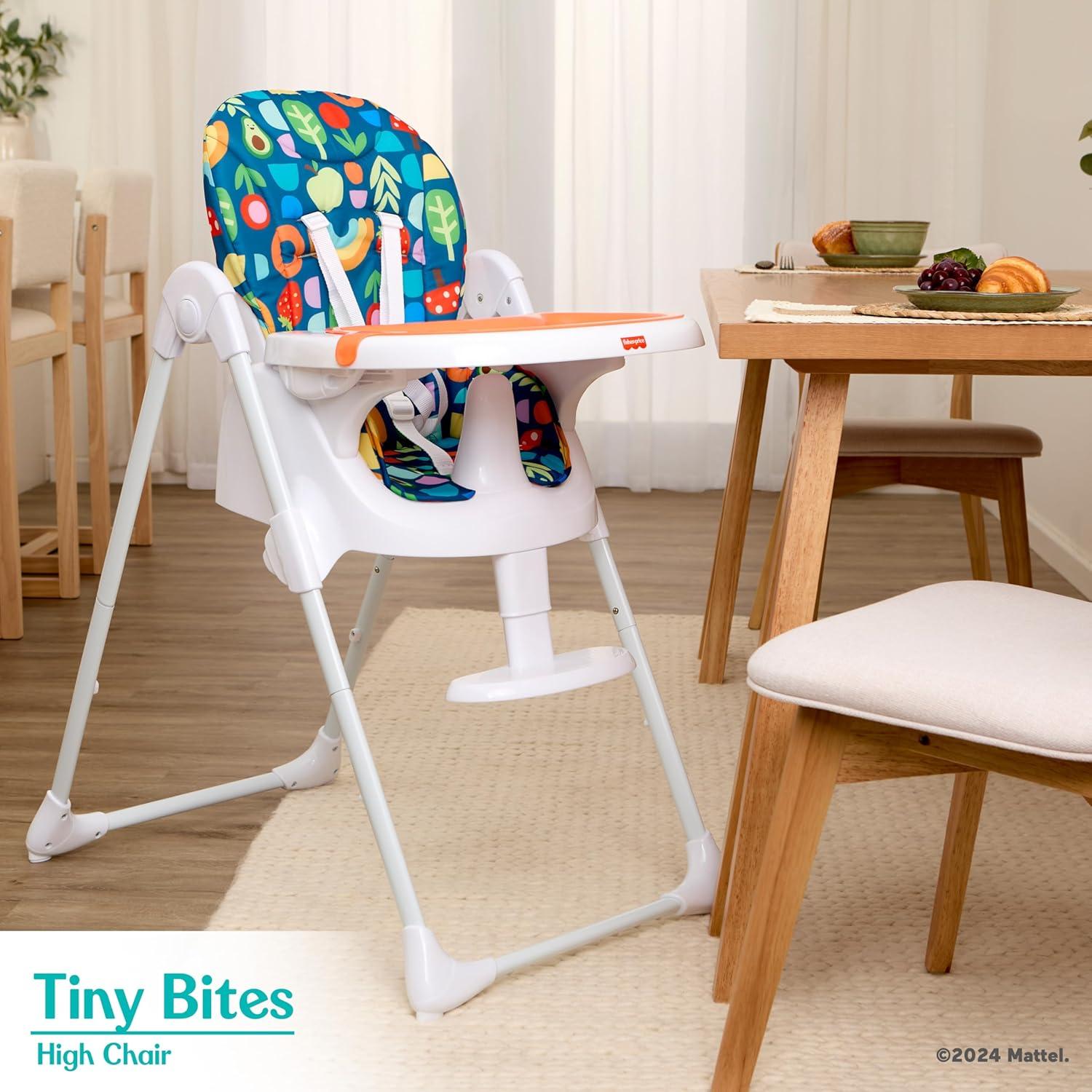 imageFisher Price Tiny Bites Baby ampamp Toddler Highchair Cloud Grey OneClick Folding 7 Adjustable Height Levels 2 Recline Positions Removable DishwasherSafe Tray Lightweight SpaceSavingRainbow Sherbert
