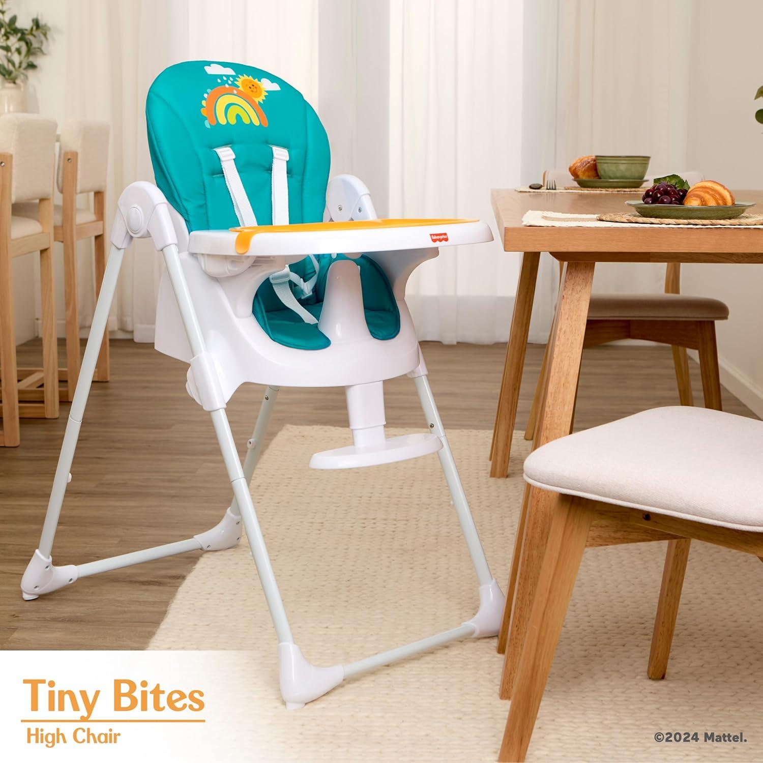 imageFisher Price Tiny Bites Baby ampamp Toddler Highchair Cloud Grey OneClick Folding 7 Adjustable Height Levels 2 Recline Positions Removable DishwasherSafe Tray Lightweight SpaceSavingHello Sunshine