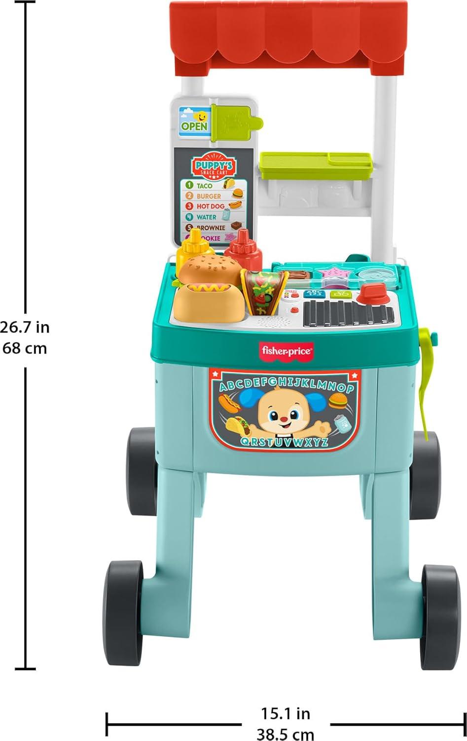 imageFisherPrice Baby Learning Toy Laugh ampamp Learn 4in1 Snack Cart Walker with 14 Pieces for Toddler Pretend Play Infants Ages 6 Months