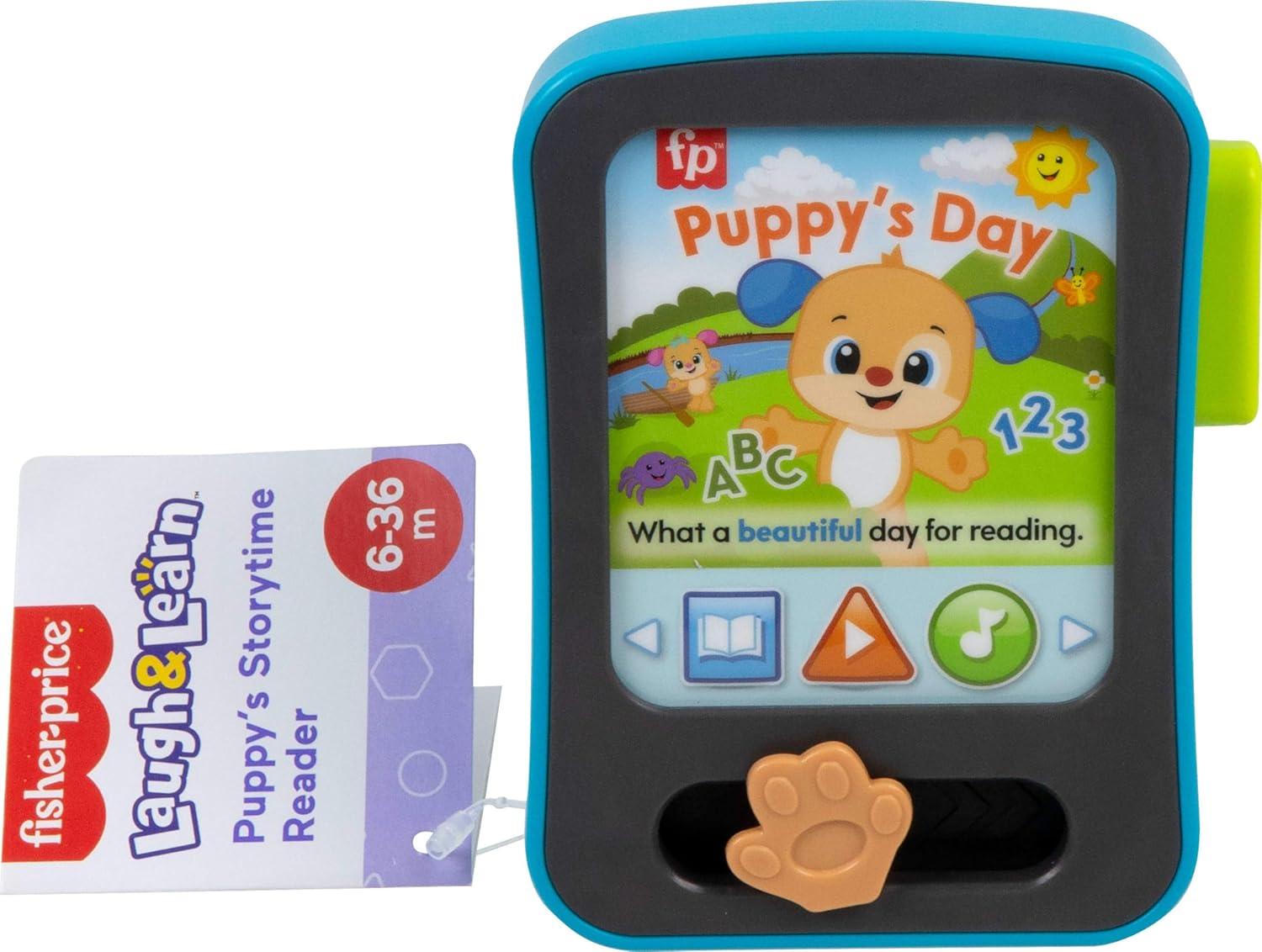 imageFisherPrice Baby Learning Toy Laugh ampamp Learn Puppys Storytime Reader Pretend Tablet with Music ampamp Lights for Ages 6 Months