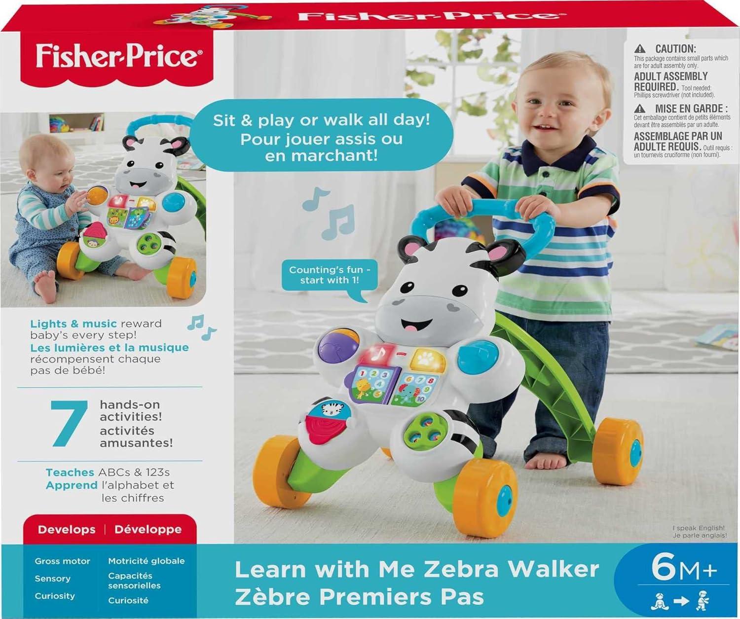 imageFisherPrice Baby Push Toy Learn with Me Zebra Walker Musical Learning Activity with Lights ampamp Fine Motor Play for Infants Ages 6 Months Amazon ExclusiveStandard Packaging