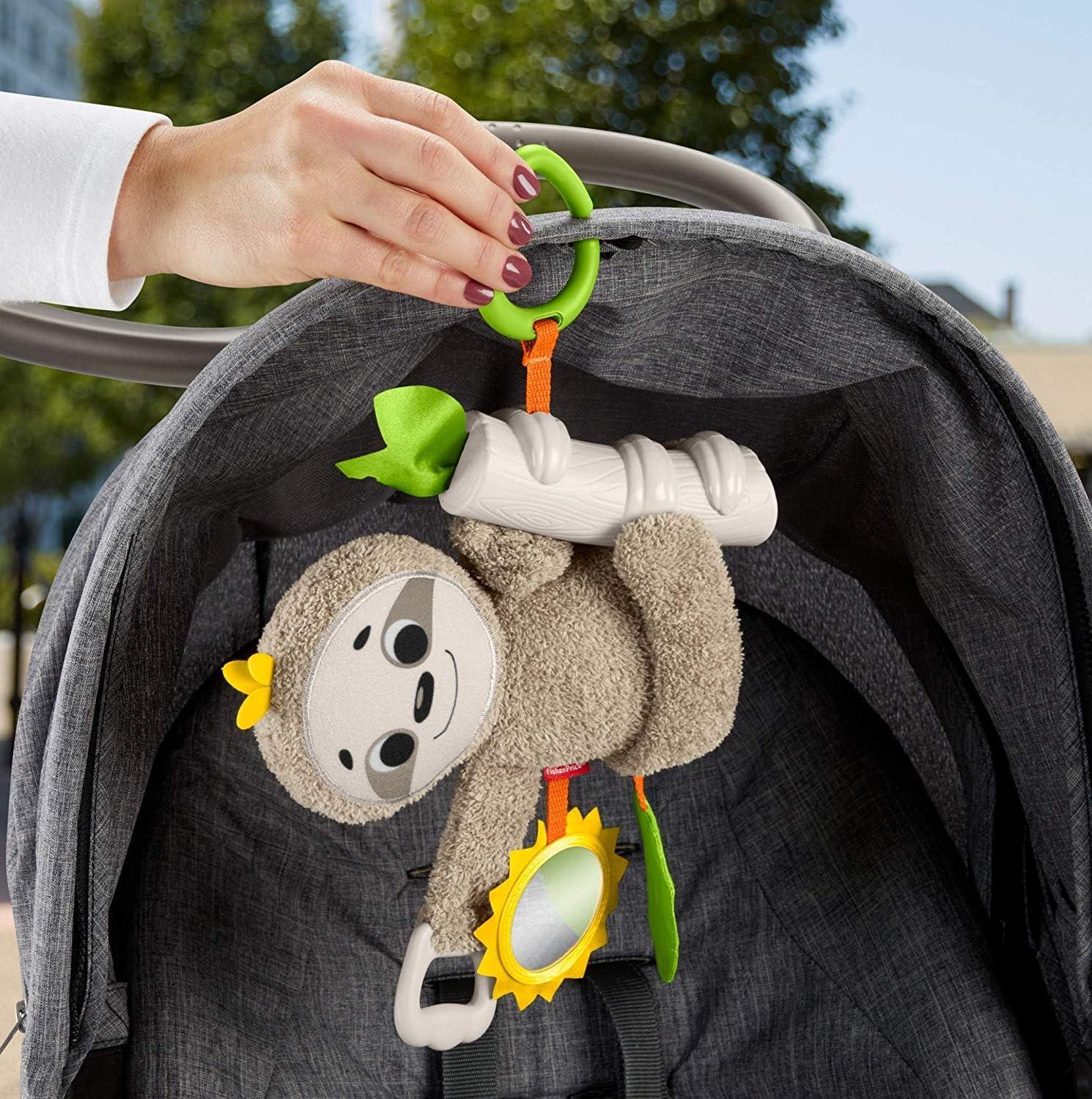 imageFisherPrice Baby Stroller Toy Sing ampamp Go Purple Monkey Musical Sensory Plush with Crinkle ampamp Clackers for Newborns from BirthSloth