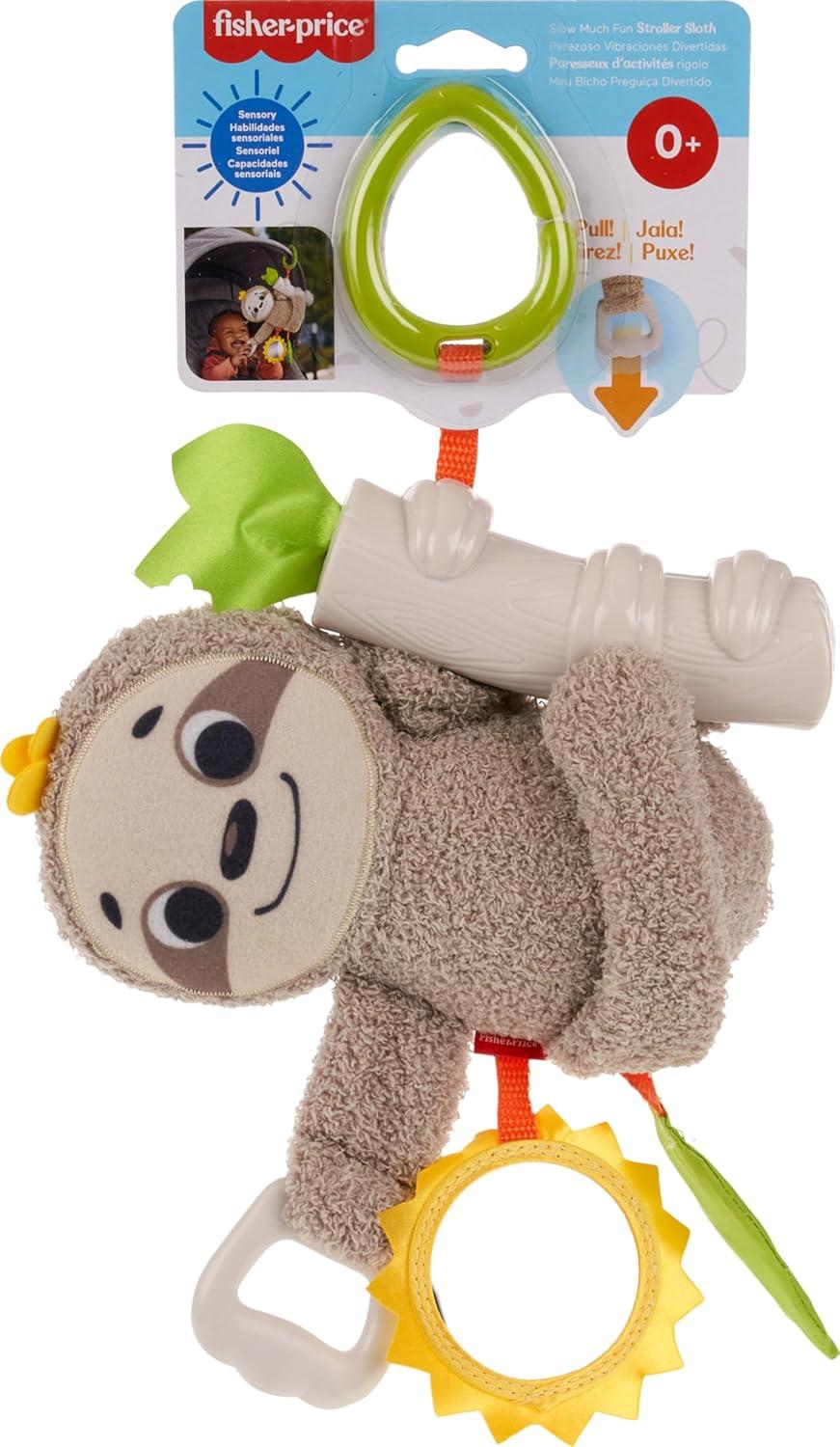 imageFisherPrice Baby Stroller Toy Sing ampamp Go Purple Monkey Musical Sensory Plush with Crinkle ampamp Clackers for Newborns from BirthSloth