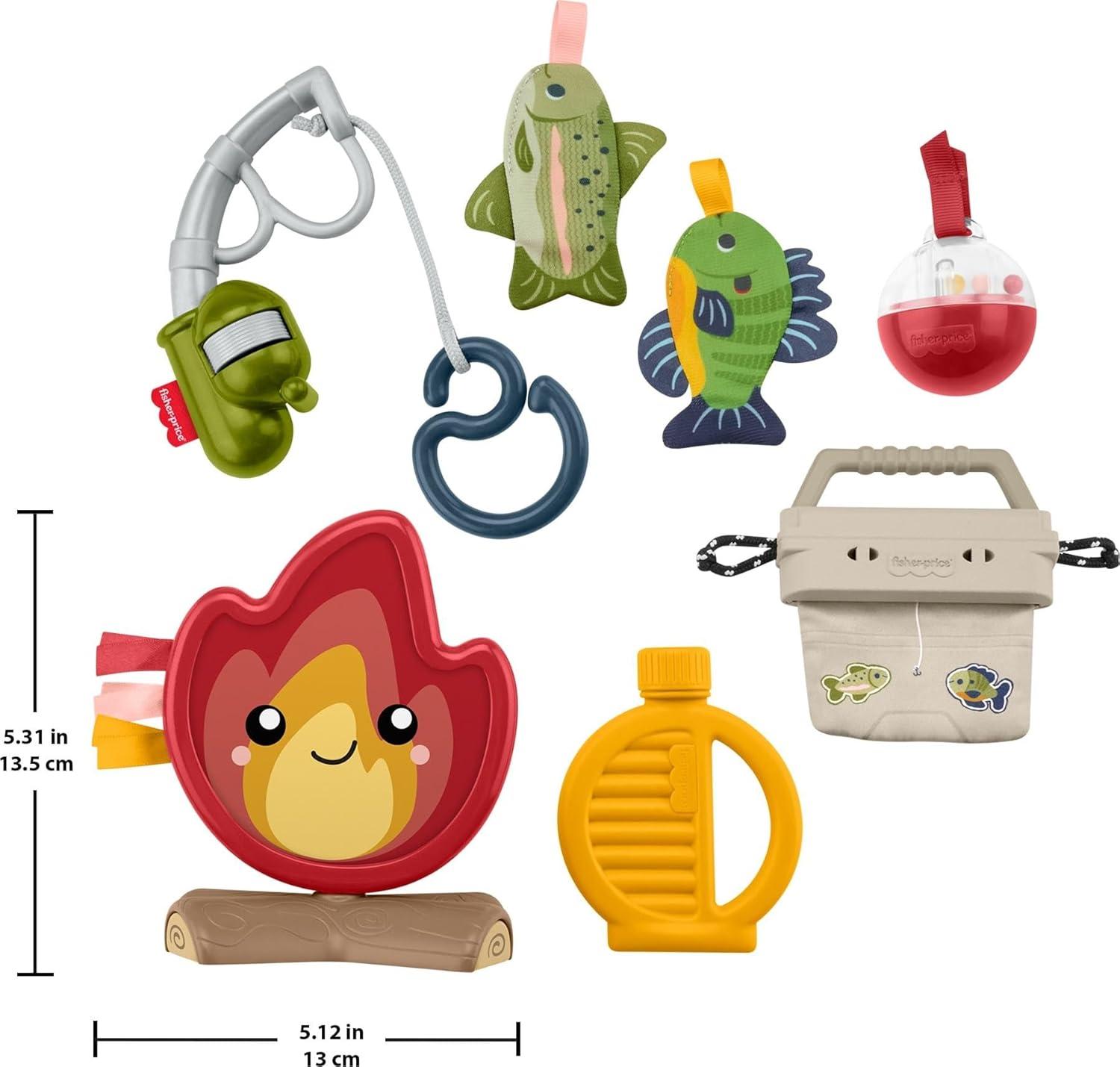 imageFisherPrice Baby Toys Mini Me Moments Camp ampamp Crinkle Set 7Piece Fishing ampamp Hiking Sensory Activities for Newborn Play Ages 3 Months