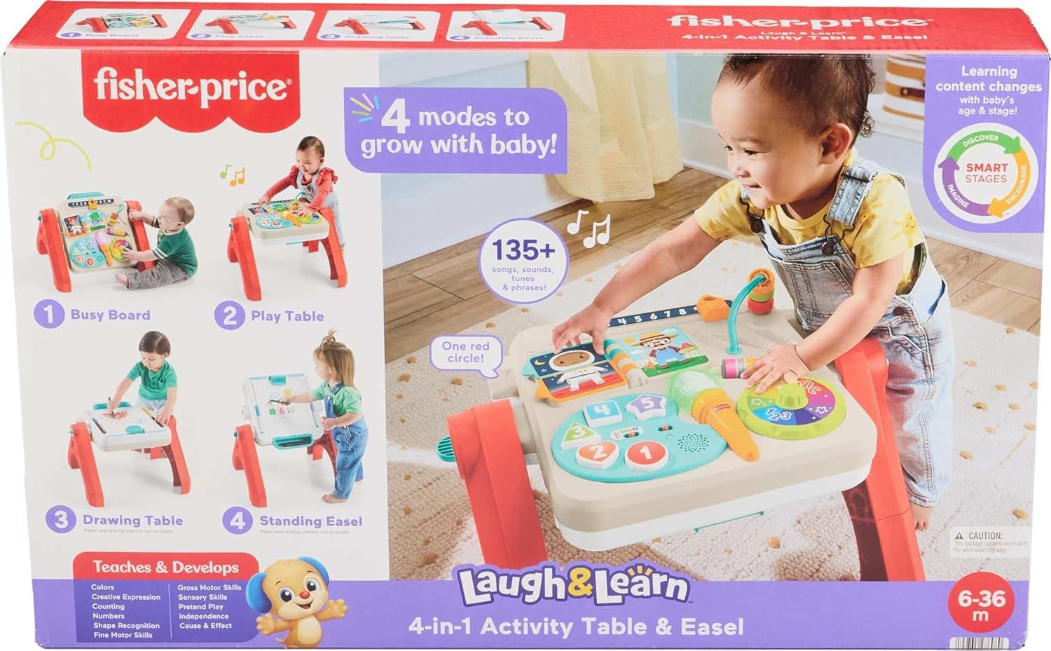 imageFisherPrice Baby ampamp Toddler Toy Laugh ampamp Learn 4in1 Activity Table ampamp Art Easel with Educational Music ampamp Lights for Kids Ages 6 Months