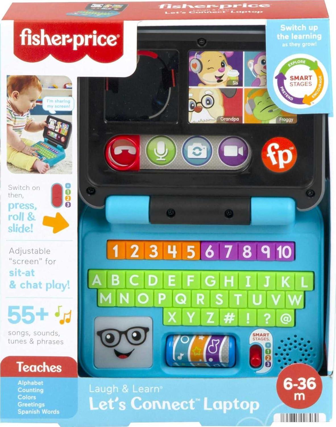 imageFisherPrice Baby ampamp Toddler Toy Laugh ampamp Learn Lets Connect Laptop Pretend Computer with Smart Stages for Infants Ages 6 Months