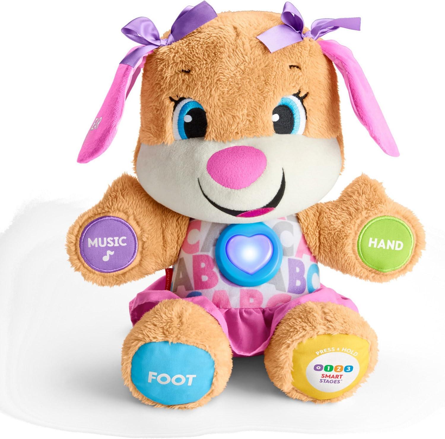 imageFisherPrice Baby ampamp Toddler Toy Laugh ampamp Learn Smart Stages Sis Musical Plush with Lights ampamp Phrases for Infants Ages 6 Months