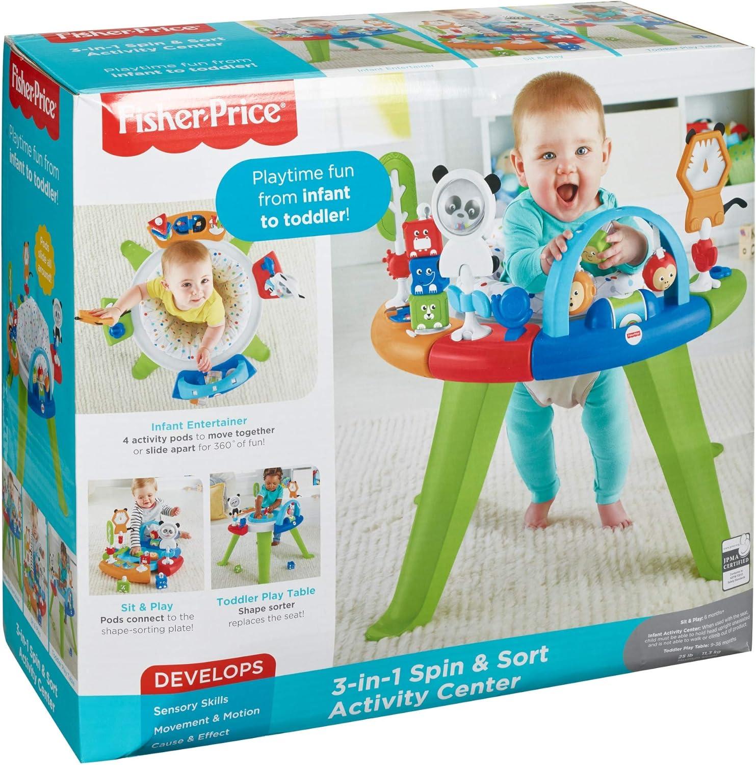 imageFisherPrice Baby to Toddler Toy 3in1 Spin ampamp Sort Activity Center and Play Table with 10 Activities Happy DotsActivity Center