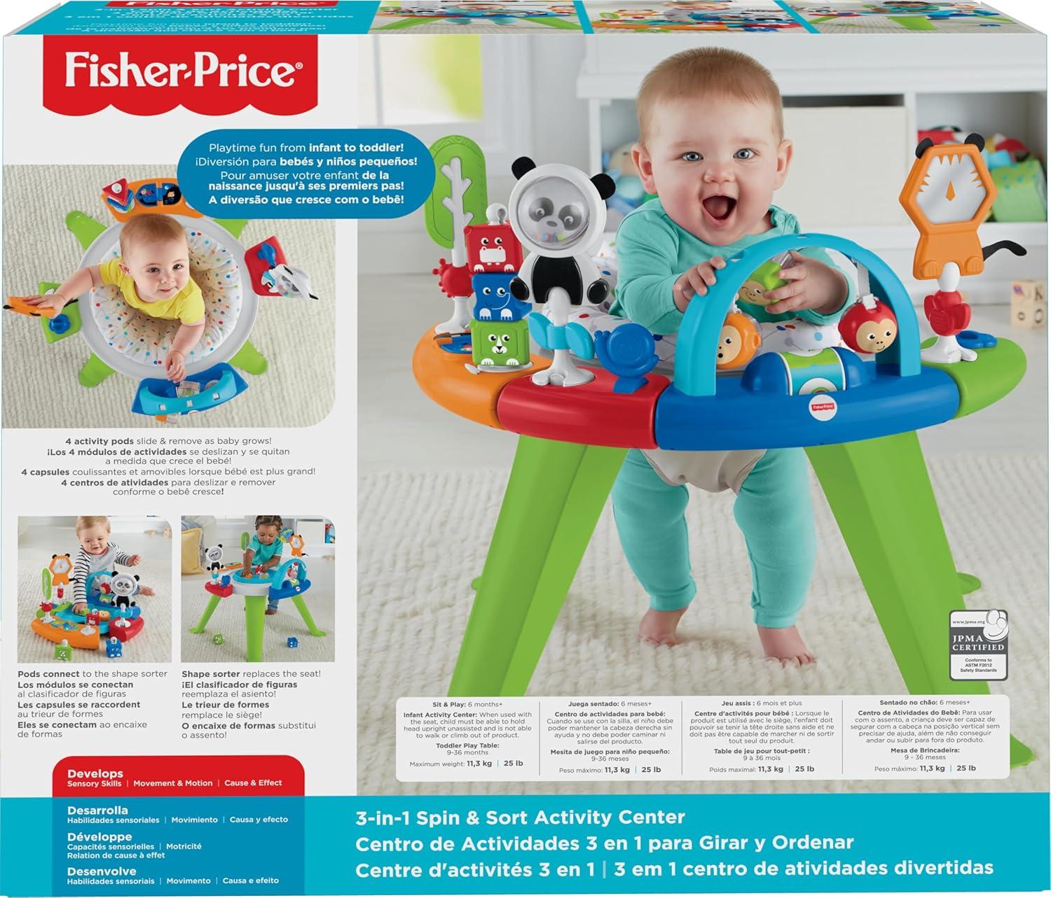 imageFisherPrice Baby to Toddler Toy 3in1 Spin ampamp Sort Activity Center and Play Table with 10 Activities Happy DotsActivity Center