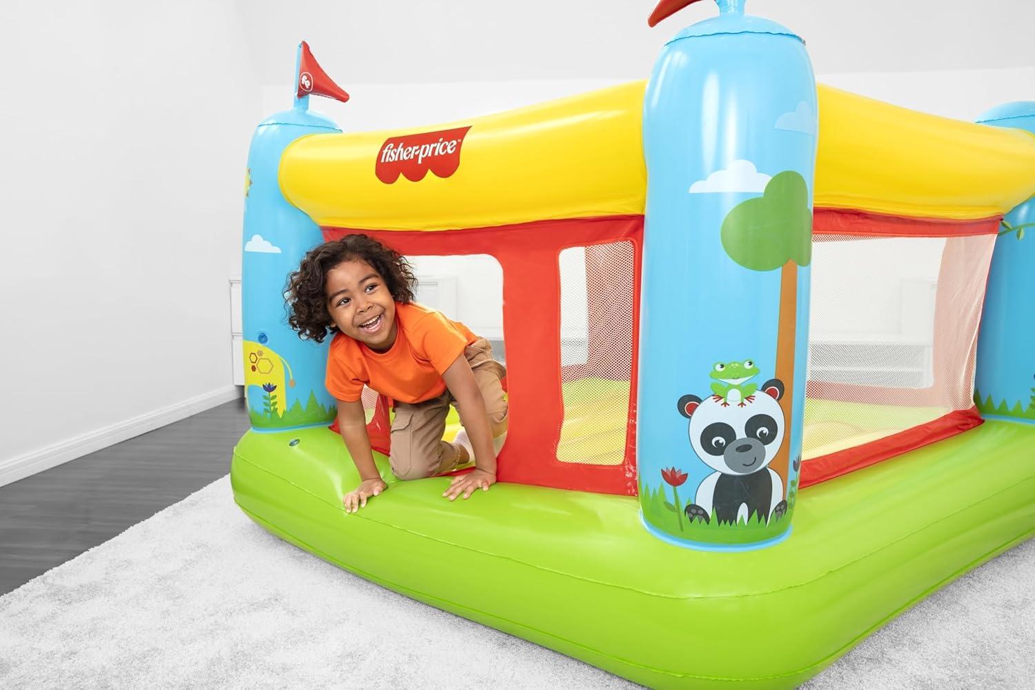 imageFisherPrice Bouncetastic Inflatable Bouncer Indoor and Outdoor Bounce House for Kids Great for Ages 3