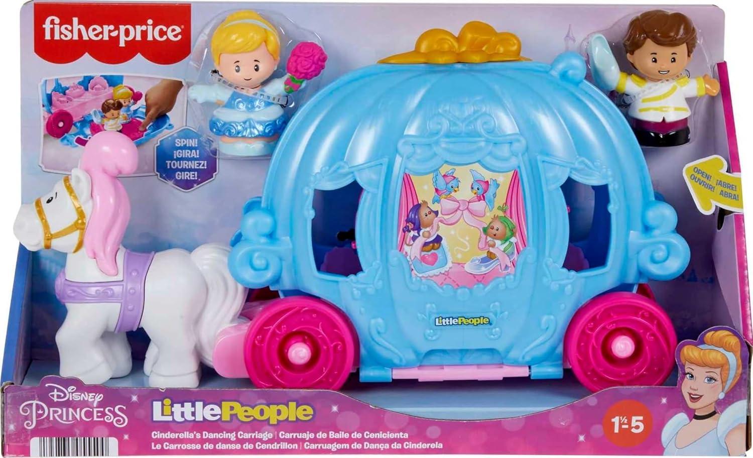 imageFisherPrice Little People Toddler Toy Disney Princess Cinderellas Dancing Carriage Playset with Figures for Pretend Play Ages 18 Months