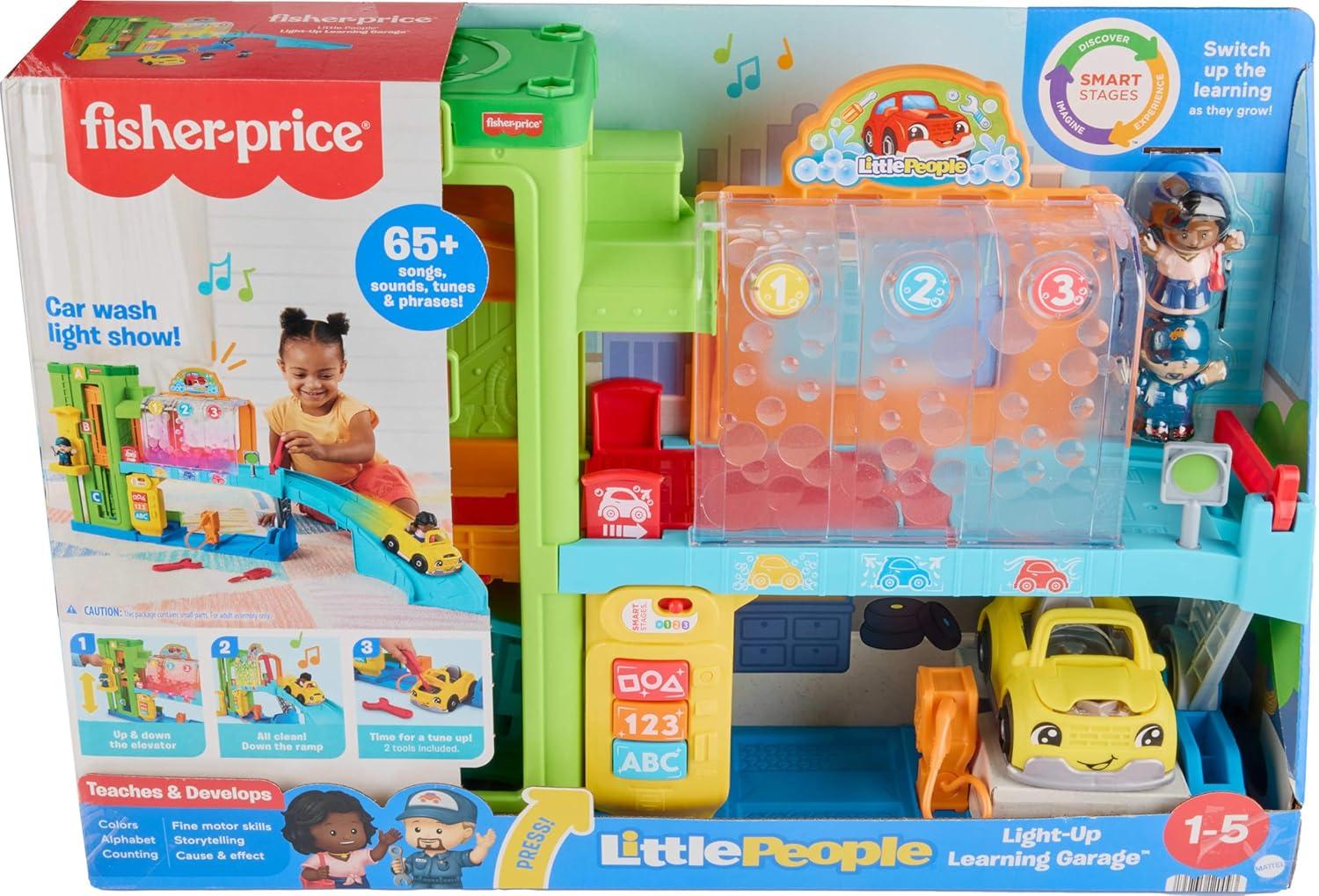 imageFisherPrice Little People Toddler Toy LightUp Learning Garage Playset with Smart Stages Car ampamp Ramp for Pretend Play Kids Ages 1 YearsSimplified Packaging