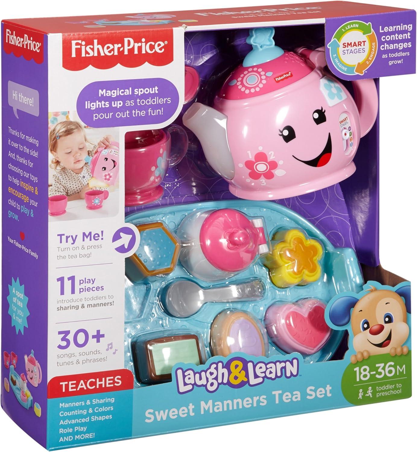 imageFisherPrice Toddler Toy Laugh ampamp Learn Sweet Manners Tea Set with Music ampamp Lights for Educational Pretend Play Kids Ages 18 MonthsStandard Packaging
