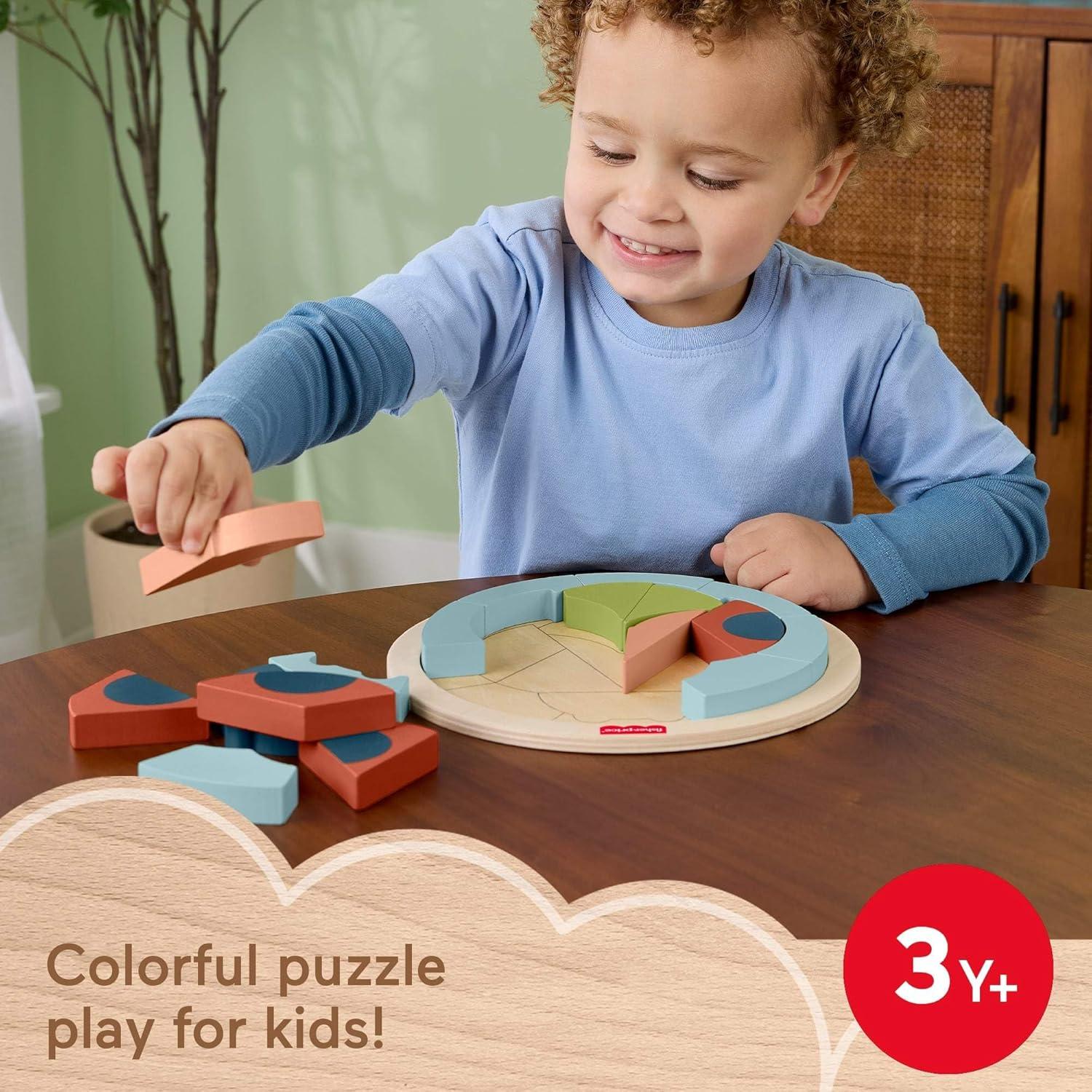 imageFisherPrice Wood Preschool Toy Color Wheel Puzzle 19 Wooden Pieces for ShapeSorting Play Preschool Kids Ages 3 YearsLady Bug