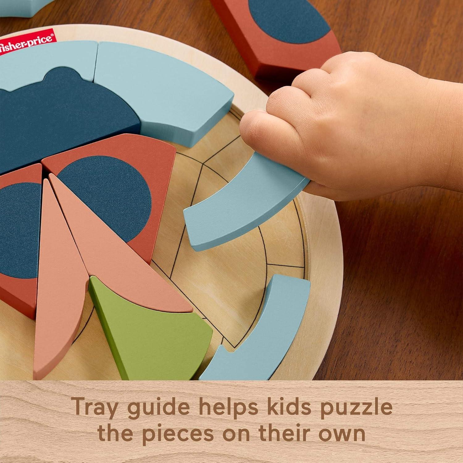 imageFisherPrice Wood Preschool Toy Color Wheel Puzzle 19 Wooden Pieces for ShapeSorting Play Preschool Kids Ages 3 YearsLady Bug
