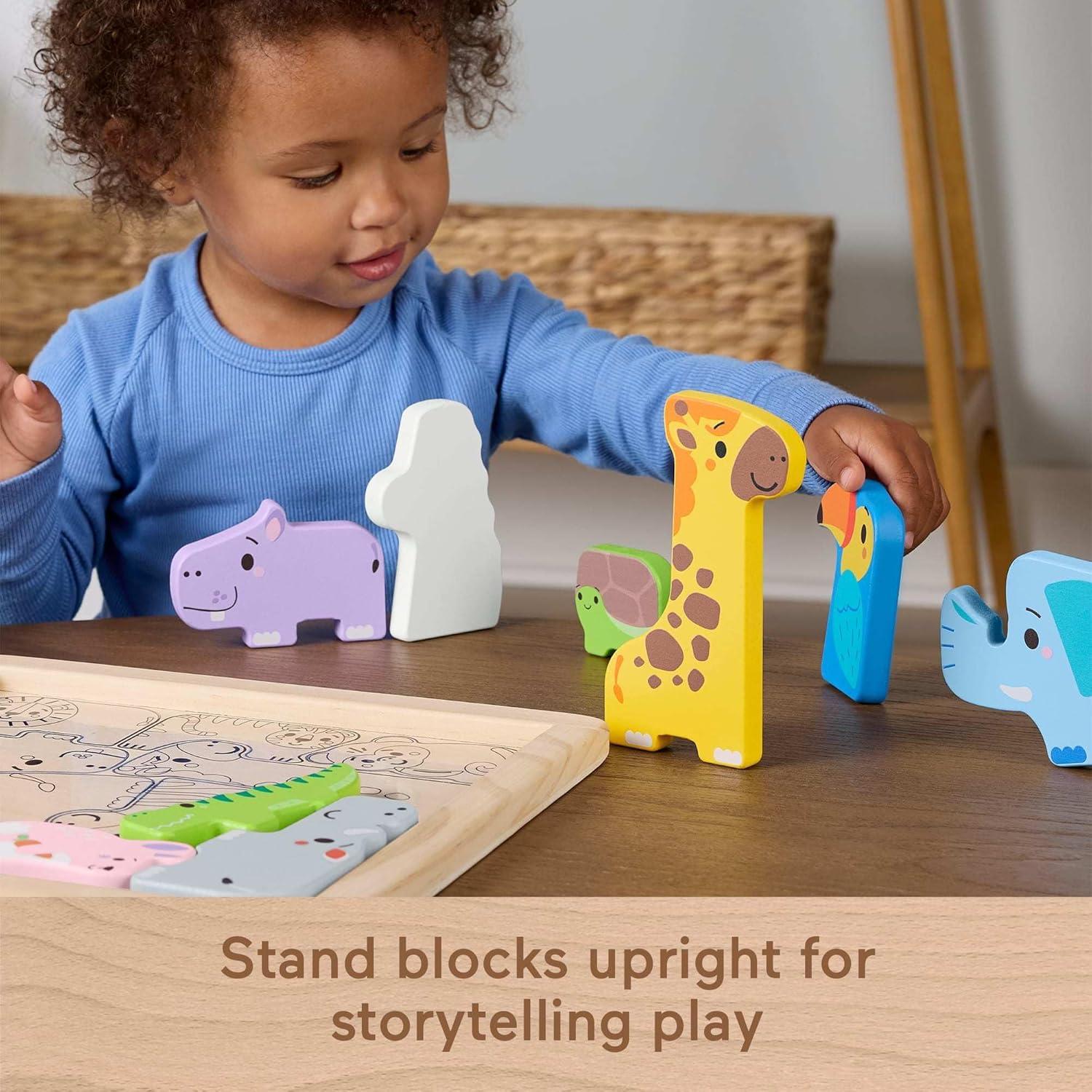 imageFisherPrice Wood Toddler Toy Animal Puzzle 12 Piece Wooden ShapeSorting Activity for Preschool Kids Ages 2 Years