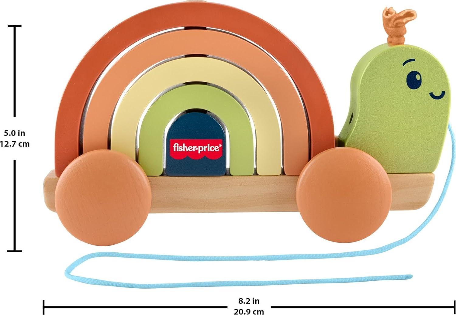 imageFisherPrice Wood Toddler Toy PullAlong Stacking Snail Tiny Garden 6Piece Wooden Activity for Motor Skill Development Kids Ages 18 Months Amazon Exclusive