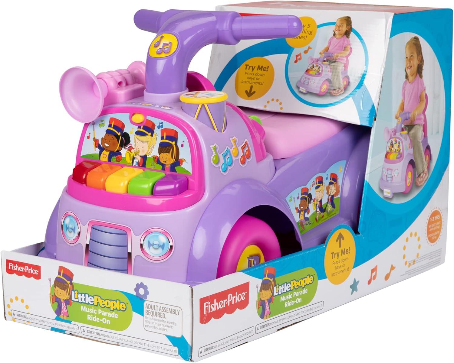 imageLittle People FisherPrice Music Parade Purple RideOn Plays 5 Marching Tunes ampamp Other Sounds Perfect for Toddler Boys ampamp Girls Ages 1 2 ampamp 3 Years Old Helps Foster Motor SkillsPink Purple