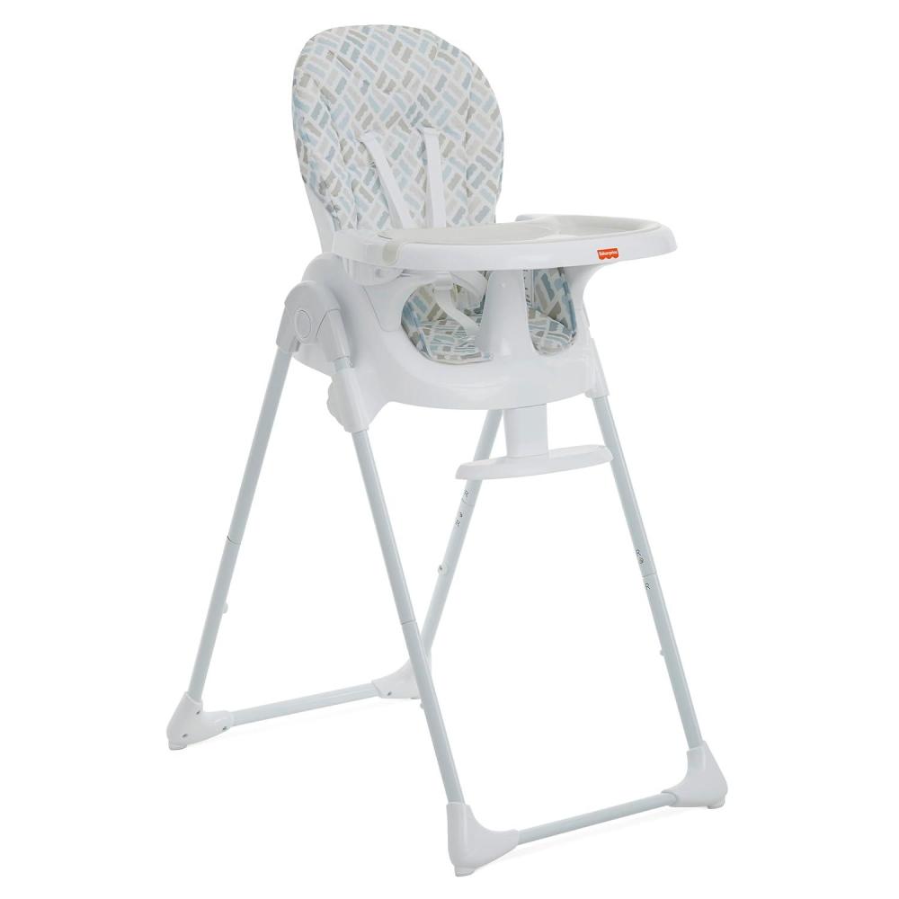 imageFisher Price Tiny Bites Baby ampamp Toddler Highchair Cloud Grey OneClick Folding 7 Adjustable Height Levels 2 Recline Positions Removable DishwasherSafe Tray Lightweight SpaceSavingCloud Grey