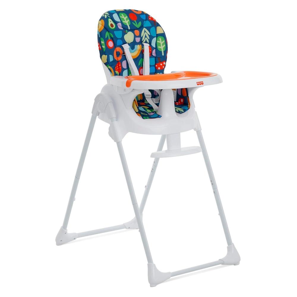 imageFisher Price Tiny Bites Baby ampamp Toddler Highchair Cloud Grey OneClick Folding 7 Adjustable Height Levels 2 Recline Positions Removable DishwasherSafe Tray Lightweight SpaceSavingRainbow Sherbert