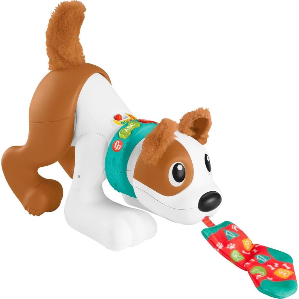 imageFisherPrice Baby Learning Toy 123 Crawl with Me Puppy Musical Electronic Dog with Smart Stages for Infants Ages 6 Months