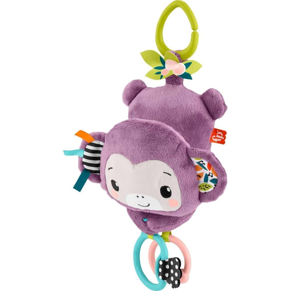 imageFisherPrice Baby Stroller Toy Sing ampamp Go Purple Monkey Musical Sensory Plush with Crinkle ampamp Clackers for Newborns from BirthMonkey