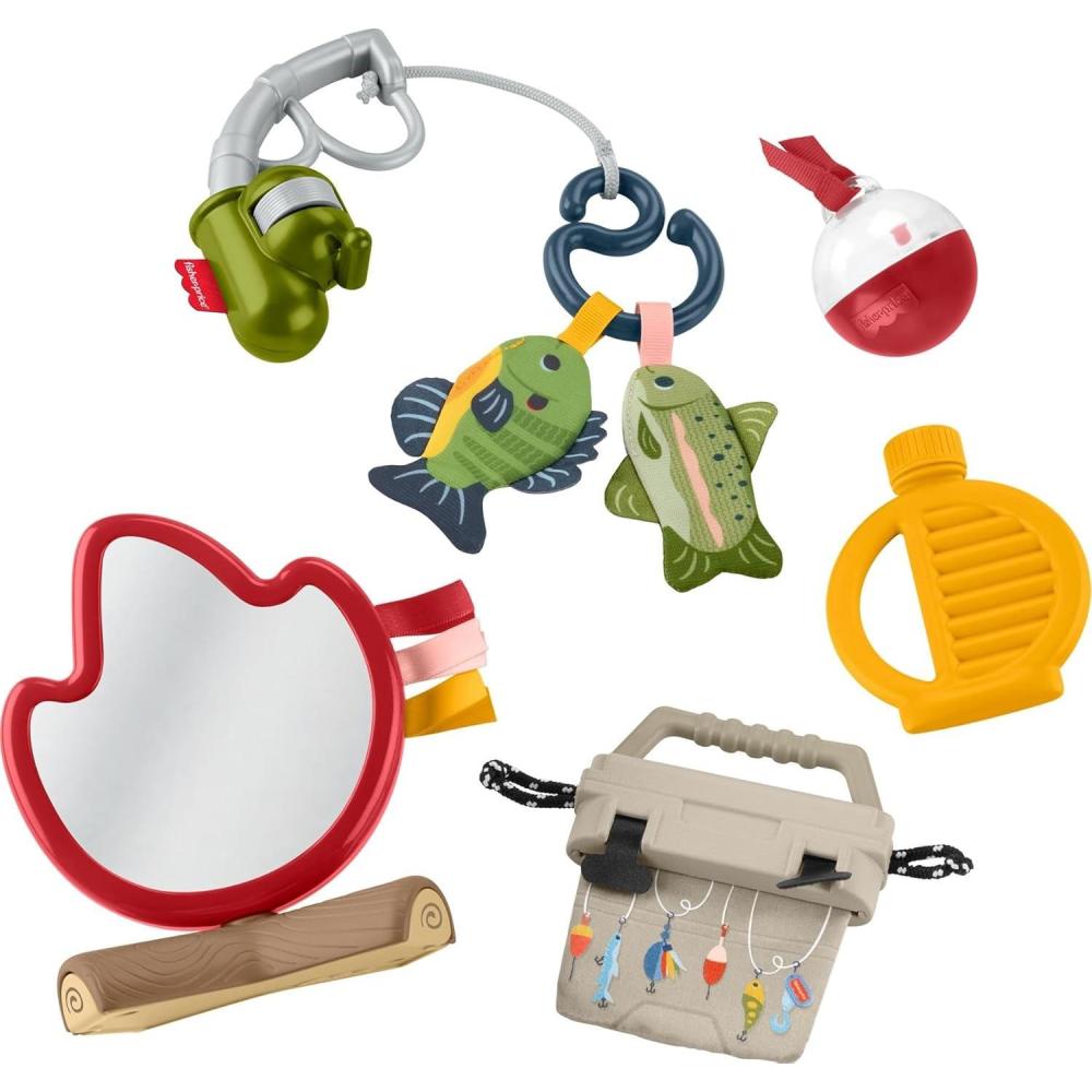 imageFisherPrice Baby Toys Mini Me Moments Camp ampamp Crinkle Set 7Piece Fishing ampamp Hiking Sensory Activities for Newborn Play Ages 3 Months
